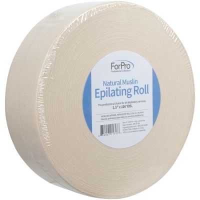 ForPro Natural Muslin Epilating Roll, Tear-Resistant, for Hair Removal, 2.5” W x 100 Yds.