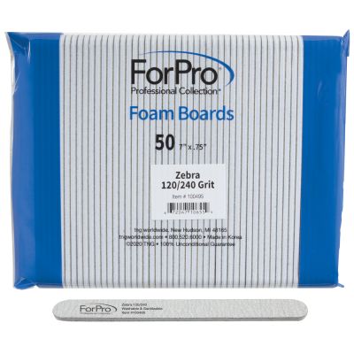 ForPro Zebra Foam Board, 120/240 Grit, Double-Sided Manicure Nail File, Front