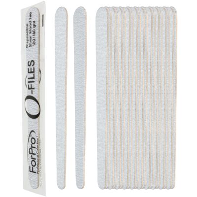 ForPro O-Files Wood Board, Silver, 100/180 Grit, Double-Sided Manicure Nail File, 6” L x .75” W, 100-Count