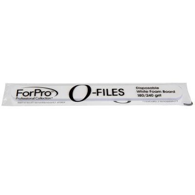 ForPro O-Files Foam Board, 180/240 Grit, White, Double-Sided Manicure Nail File