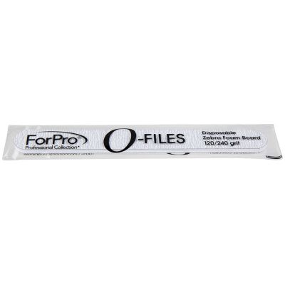 ForPro O-Files Foam Board, 120/240 Grit, Zebra, Double-Sided Manicure Nail File, 6” L x .75” W, 100-Count