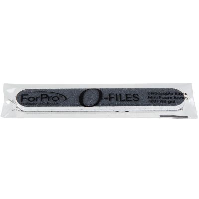 ForPro O-Files Mini Foam Board, 100/180 Grit, Black, Double-Sided Manicure Nail File, 3.5” L x .5” W