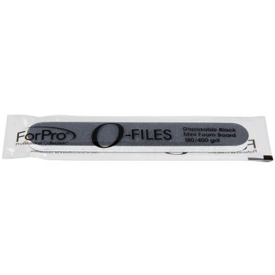 ForPro O-Files Mini Foam Board, 180/400 Grit, Black, Double-Sided Manicure Nail File, 3.5” L x .5” W
