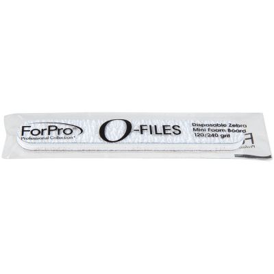 ForPro O-Files Mini Foam Board, 120/240 Grit, Zebra, Double-Sided Manicure Nail File, 3.5” L x .5” W