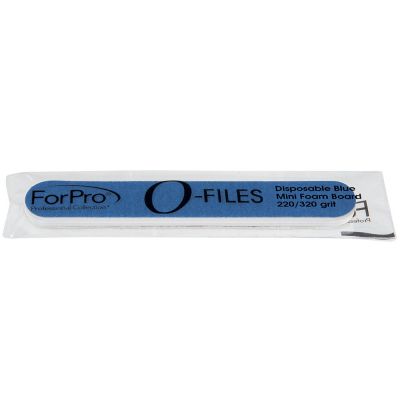 ForPro O-Files Mini Foam Board, 220/320 Grit, Blue, Double-Sided Manicure Nail File, 3.5” L x .5” W