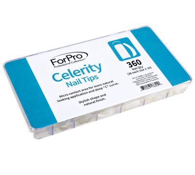 ForPro Celerity Nail Tips, Artificial Manicure Tips for Acrylic Nails, Micro Contact, Deep “C” Curve, 360-Count Tray (36 Each, Size 1-10)