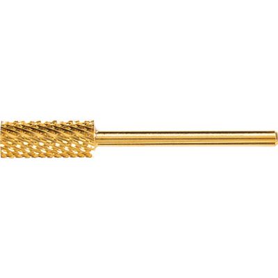 ForPro Expert Carbide Tungsten Barrel Gold Bit, Coarse Grit, No Dust Build-Up or Clogging, Electric Nail File Drill Bit for Acrylics and Gel Polish, 3/32” Shank, 1 ½” L