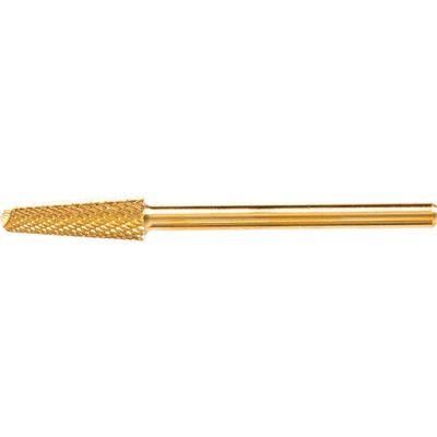 ForPro Expert Carbide Tungsten Cone Gold Bit, Fine Grit, No Dust Build-Up or Clogging, Electric Nail File Drill Bit for Ultra-Smooth Cutting Action, 3/32” Shank, 1 ½” L