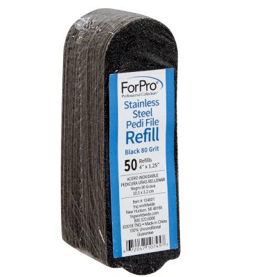 ForPro Stainless Steel Pedi File Refill Black 80 Grit 50-ct.