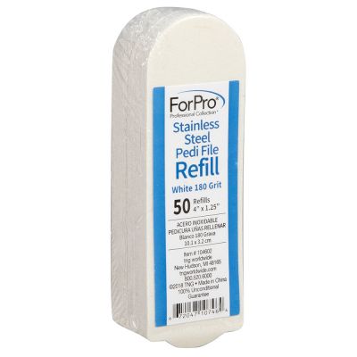 ForPro Stainless Steel Pedi File Refill White 180g 50-ct.