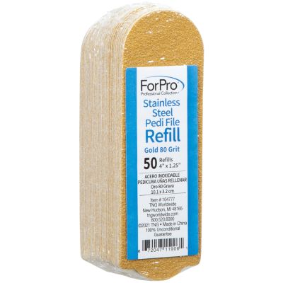 ForPro Stainless Steel Pedi File Refill Gold 80 Grit 50-Count 
