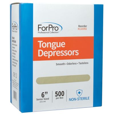 ForPro Senior Tongue Depressors, Smooth Wood, Odorless and Tasteless, Individually-Wrapped, 6” L, 500-Count 