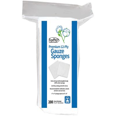 ForPro Premium 12 Ply Gauze Sponge 4” x 4" 200-Count