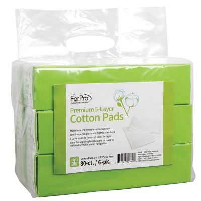 ForPro Premium 5-Layer Cotton Pads 480-ct. (Pack of 6 - 80 Cotton Pads)