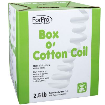 ForPro Box O’Cotton Coil, 100% Natural, Non-Reinforced Cotton Fibers with Dispenser Box, 600 Ft., 2.5 Lbs. 