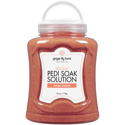 Ginger Lily Farms Botanicals Premium Pedi Soak Solution, Mango Papaya, with Epsom Salt and Sea Salt, 100% Non-Staining, Non-Foaming, 70 Ounces 