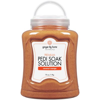 Ginger Lily Farms Botanicals Premium Pedi Soak Solution, Coconut Mango, with Epsom Salt and Sea Salt, 100% Non-Staining, Non-Foaming, 70 Ounces 