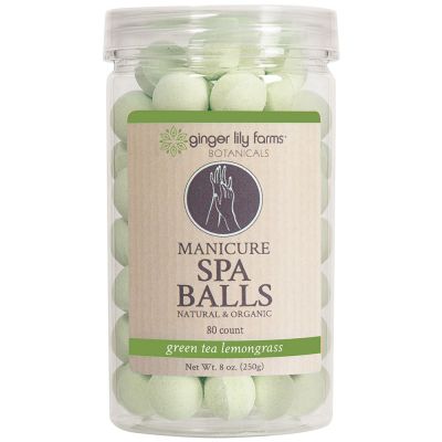 Ginger Lily Farms Botanicals Manicure Spa Balls, Green Tea Lemongrass, Skin Softening Natural and Organic Ingredients, 80-Count