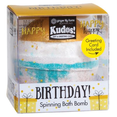 Ginger Lily Farms Botanicals Kudos! Birthday Gift Box, Spinning Bath Bomb and Greeting Card