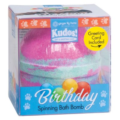 Ginger Lily Farms Botanicals Kudos! Birthday Kitten, Spinning Bath Bomb and Greeting Card