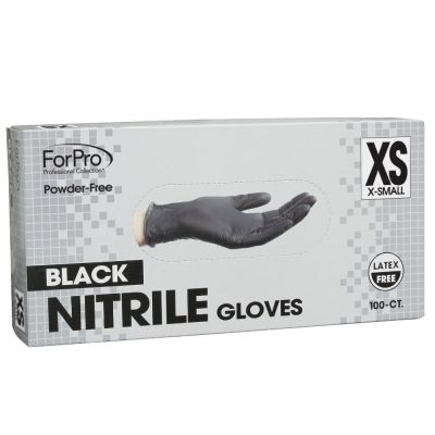 ForPro Black Powder-Free Nitrile Gloves 5 mil. X-Small 100-Count