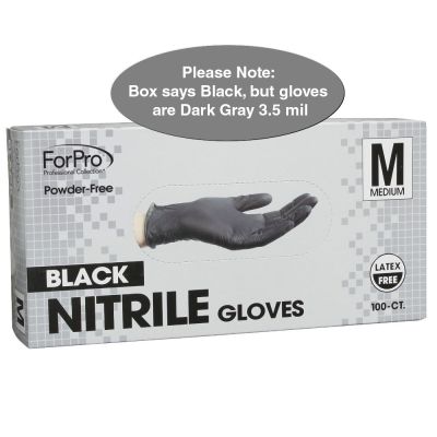 ForPro Dark Gray Powder-Free Nitrile Gloves 3.5 Mil. Medium 100-Count