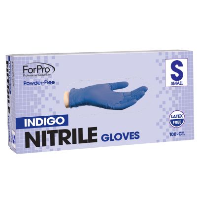 ForPro Indigo Nitrile Gloves, Small, 100 Count