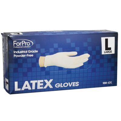 ForPro Powder-Free Latex Gloves 4 mil. L 100-ct.