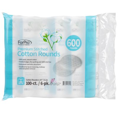 ForPro Premium Stitched Cotton Rounds 100-ct. 6-pk.