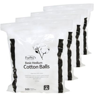 ForPro Basic Medium Cotton Balls 2000-Count (Pack of 4 – 500 Cotton Balls)