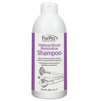 ForPro Makeup Brush Restorative Shampoo, Removes Makeup, Oil, and Impurities from Brushes, 33.8 Ounces