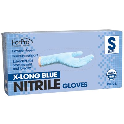 ForPro Blue Nitrile Gloves Powder-Free 7 Mil. Small 100-Count