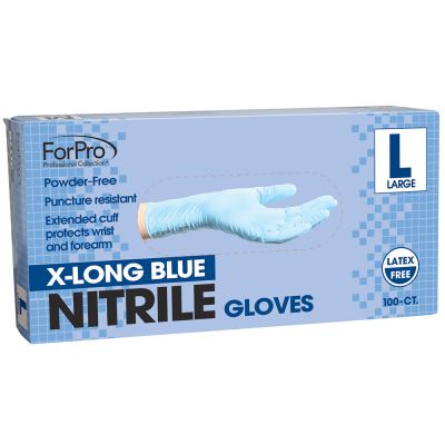 ForPro Blue Nitrile Gloves Powder-Free 7 Mil. Large 100-Count