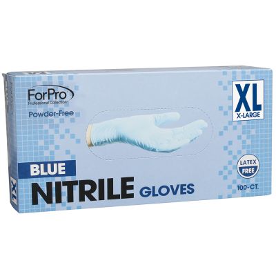 ForPro Blue Nitrile Gloves, Powder-Free, Latex-Free, X-Large