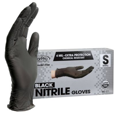 ForPro Black Nitrile Gloves 4 Mil. Small 100-Count