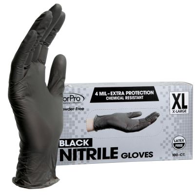 ForPro Black Nitrile Gloves 4 Mil. X-Large 100-Count