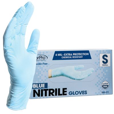 ForPro Blue Nitrile Gloves 4 Mil. Small 100-Count