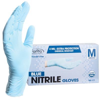 ForPro Blue Nitrile Gloves 4 Mil. Medium 100-Count