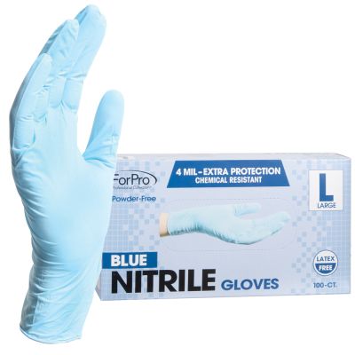 ForPro Blue Nitrile Gloves 4 Mil. Large 100-Count