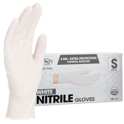 ForPro Wihite Nitrile Gloves 4 Mil. Small 100-Count