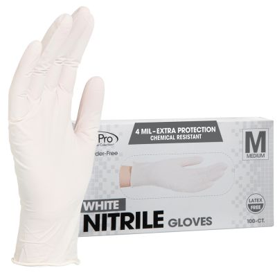 ForPro White Nitrile Gloves 4 Mil. Medium 100-Count