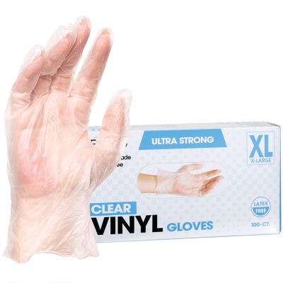 ForPro Clear Powder-Free Vinyl Gloves, Industrial Grade, Latex-Free, Non-Sterile, Food Safe, 2.75 Mil. Palm, 3.9 Mil. Finger, x-large, 100-Count 