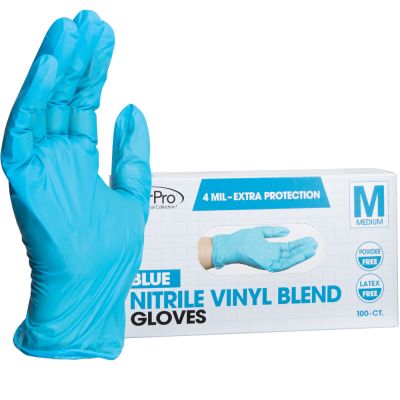 ForPro Nitrile Vinyl Blend Gloves Blue, Medium, 100ct
