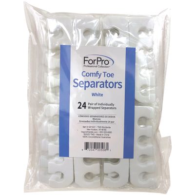 ForPro Comfy Toe Separators, White, Pedicure Toe Separators, 1” W x 3.5” L, 24-Pairs