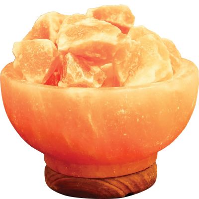 Pure Himalayan Salt Works Natural Fire Bowl Lamp with Pure Salt Chunks