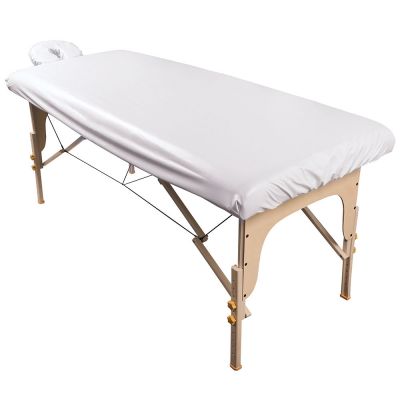 ForPro Waterproof Spa Treatment Sheet Set, White, Machine-Washable, for Massage Tables, Includes Fitted Sheet and Face Space Cover