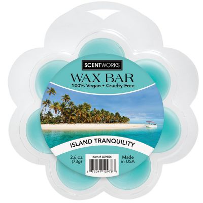 Scentworks Island Tranquility Wax Bar, Wickless Candle Tart Warmer Wax, 100% Vegan and Cruelty-Free, 2.6 Ounce Bar