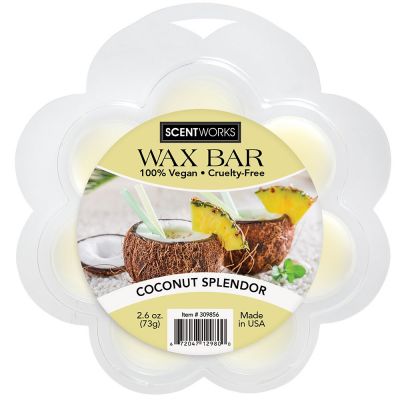 Scentworks Coconut Splendor Wax Bar, Wickless Candle Tart Warmer Wax, 100% Vegan and Cruelty-Free, 2.6 Ounce Bar