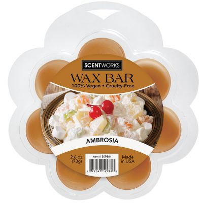 Scentworks Ambrosia Wax Bar, Non-Smoking, Wickless Candle Tart Warmer Wax, 100% Vegan and Cruelty-Free, 2.6 Ounce Bar