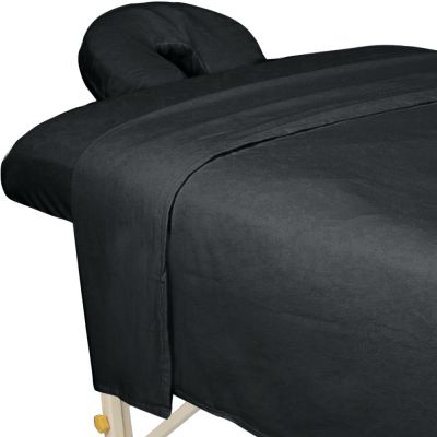 ForPro Premium Flannel 3-Piece Massage Sheet Set Black